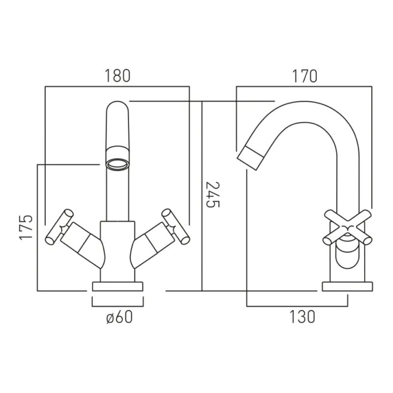 Vado Elements Brushed Black Mono Basin Mixer Tap