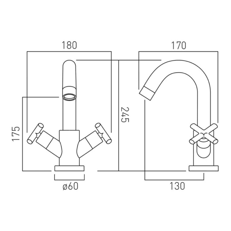Vado Elements Brushed Nickel Mono Basin Mixer Tap