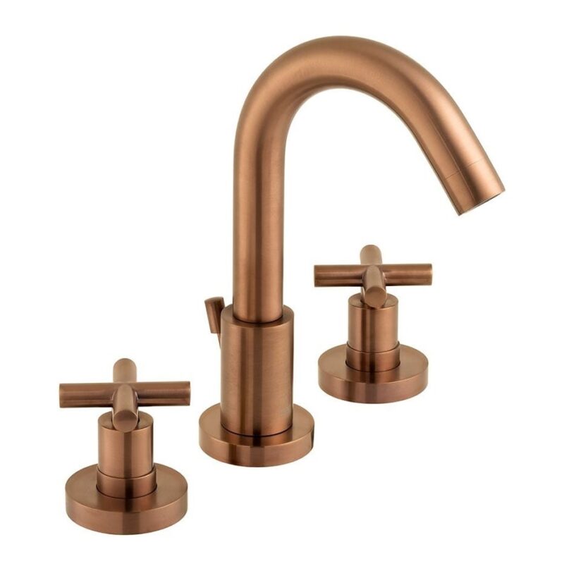 Vado Elements Brushed Bronze 3 Hole Deck Basin Mixer with Pop-Up Waste Vado Elements Brushed Bronze 3 Hole Deck Basin Mixer with Pop-Up Waste