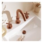 Vado Elements Brushed Bronze 3 Hole Deck Basin Mixer with Pop-Up Waste
