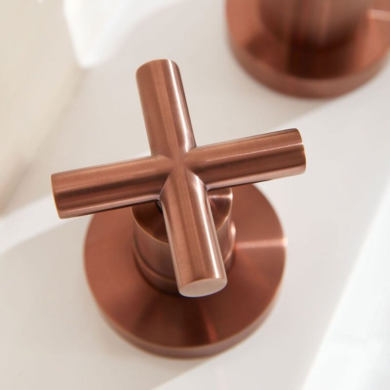 Vado Elements Brushed Bronze 3 Hole Deck Basin Mixer with Pop-Up Waste