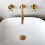 Vado Elements Brushed Gold Wall Mounted Basin Mixer with 200mm Spout