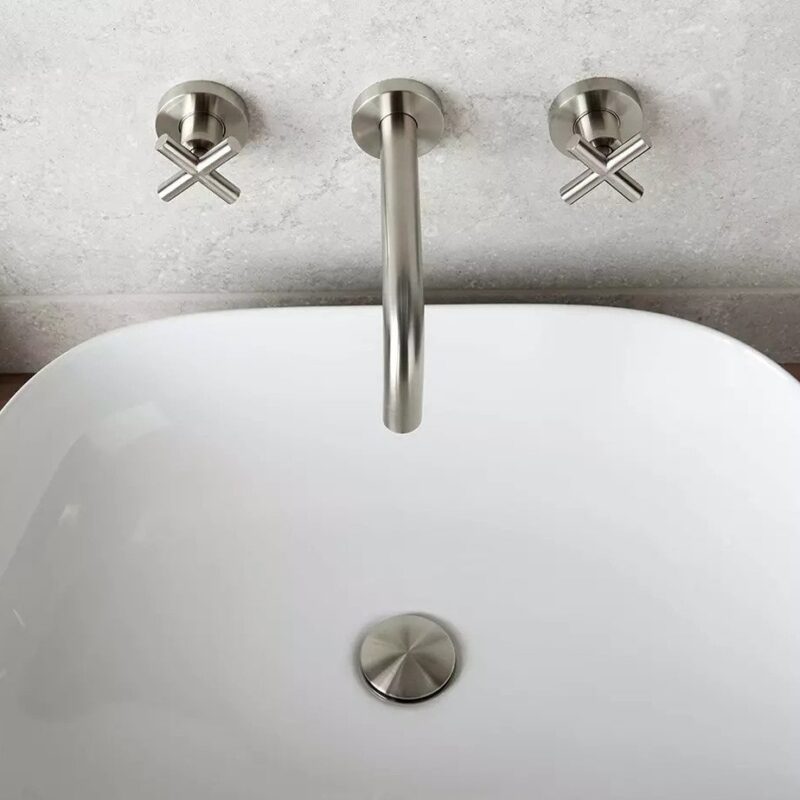 Vado Elements Brushed Nickel Wall Mounted Basin Mixer with 200mm Spout