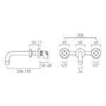 Vado Elements Brushed Nickel Wall Mounted Basin Mixer with 200mm Spout