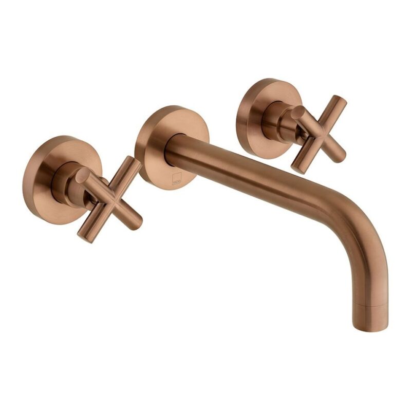 Vado Elements Brushed Bronze 3 Hole Wall Basin Mixer with 200mm Spout Vado Elements Brushed Bronze 3 Hole Wall Basin Mixer with 200mm Spout