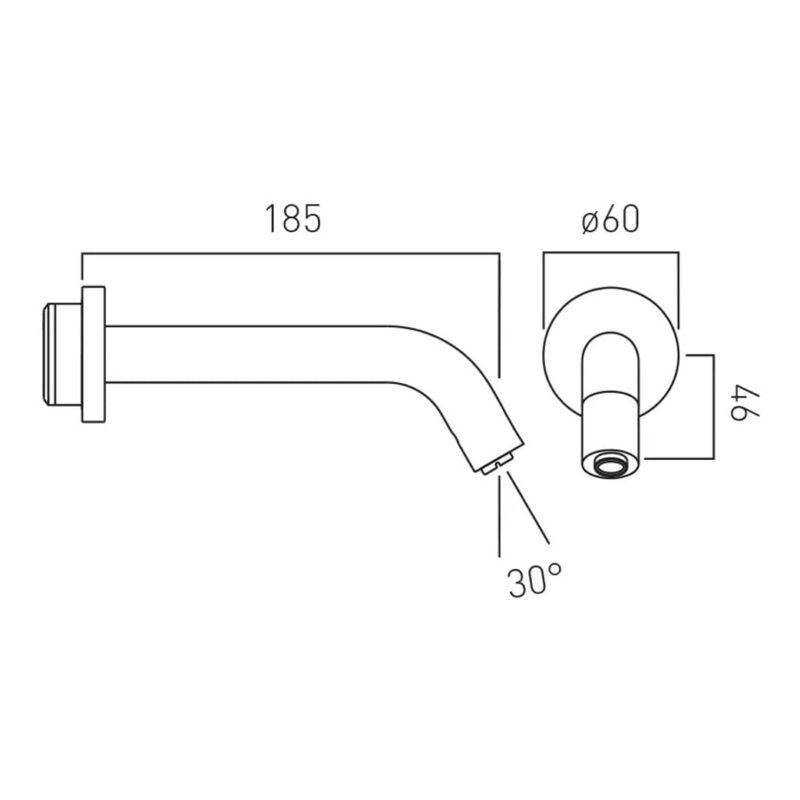 Vado I Tech Brushed Gold Infra-Red Wall Mounted Basin Spout