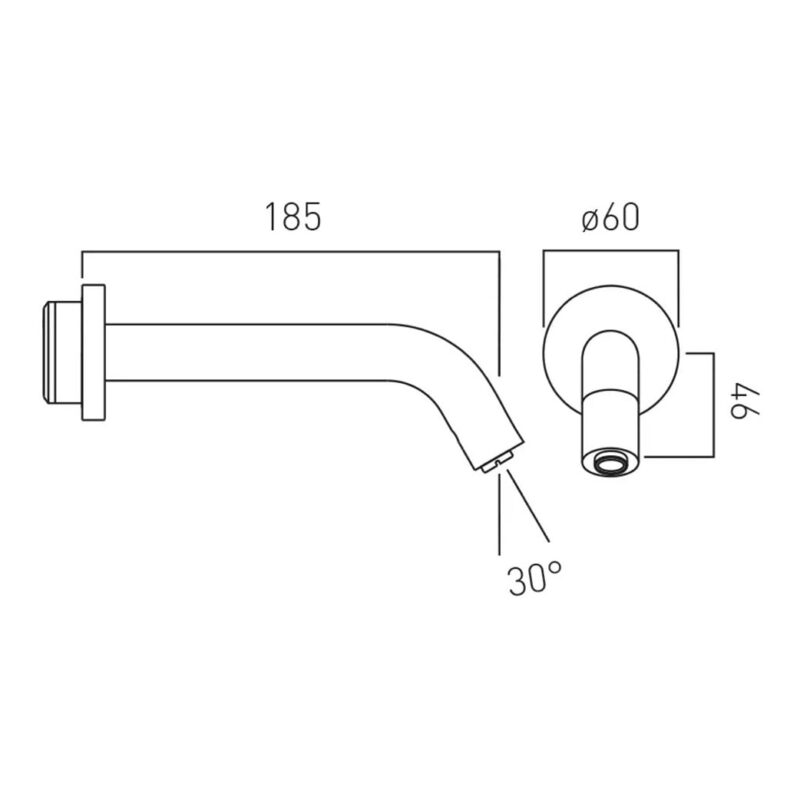 Vado I Tech Brushed Nickel Infra-Red Wall Mounted Basin Spout