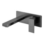 Vado Notion Brushed Black Wall Basin Mixer with Rectangular Backplate