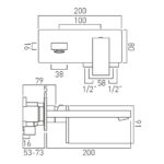 Vado Notion Brushed Nickel Wall Basin Mixer with Rectangular Backplate