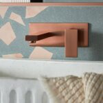 Vado Notion Brushed Bronze Wall Basin Mixer with Rectangular Backplate