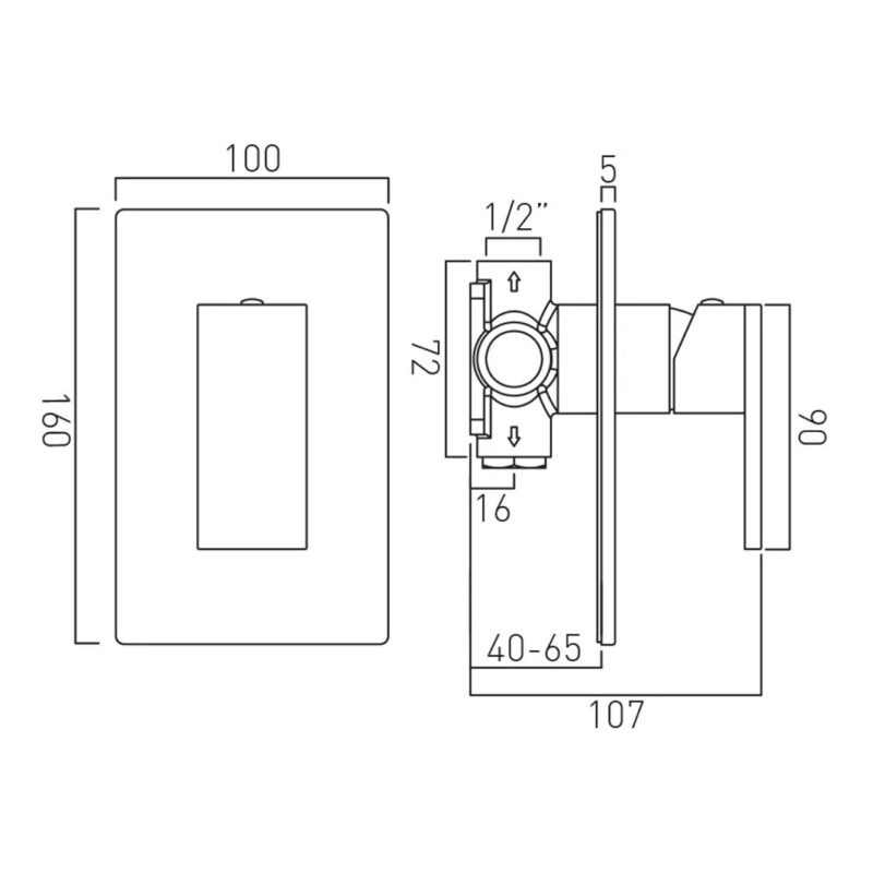 Vado Notion Brushed Bronze 1 Outlet Concealed Manual Shower Valve