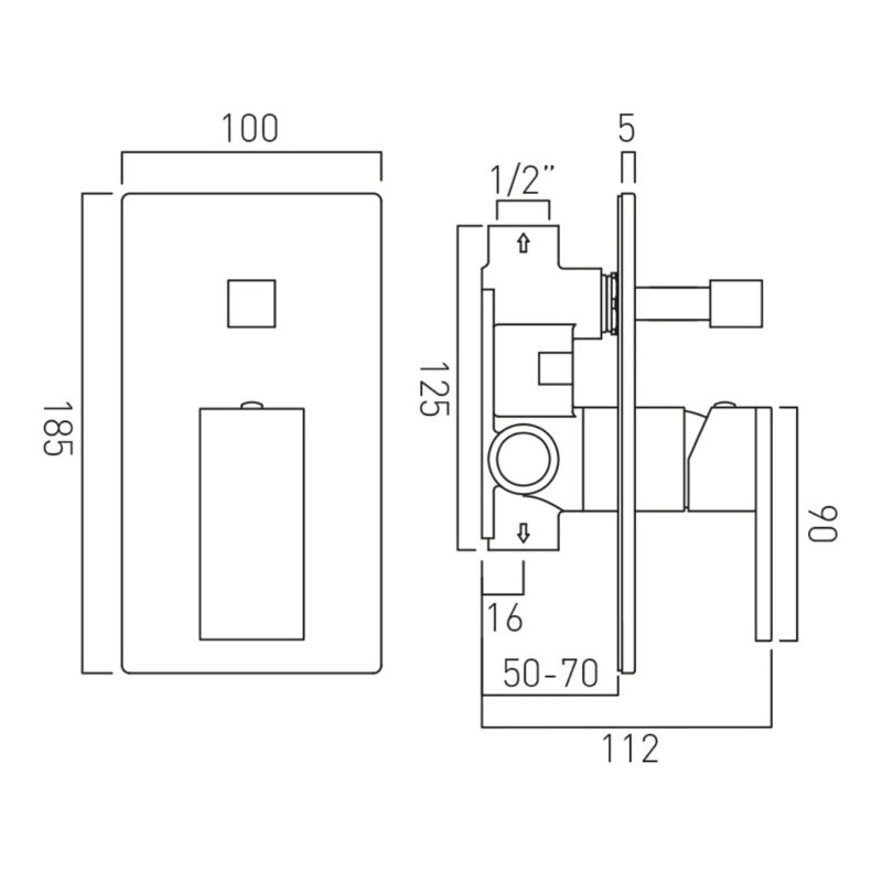 Vado Notion Brushed Nickel 2 Outlet Concealed Single Lever Shower Valve