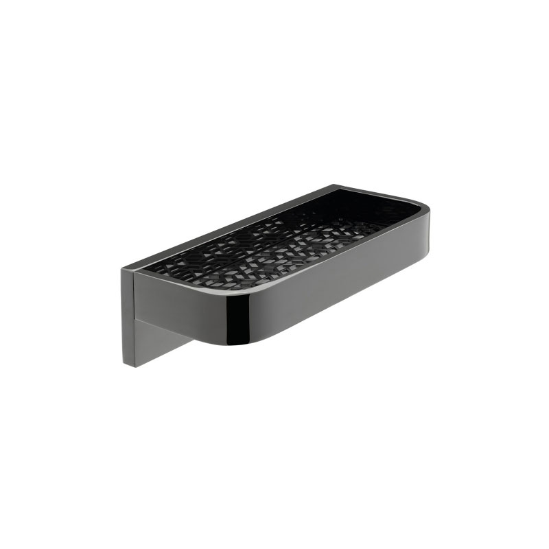Vado Omika Polished Black Shelf with Geometric Insert 200mm Vado Omika Polished Black Shelf with Geometric Insert 200mm