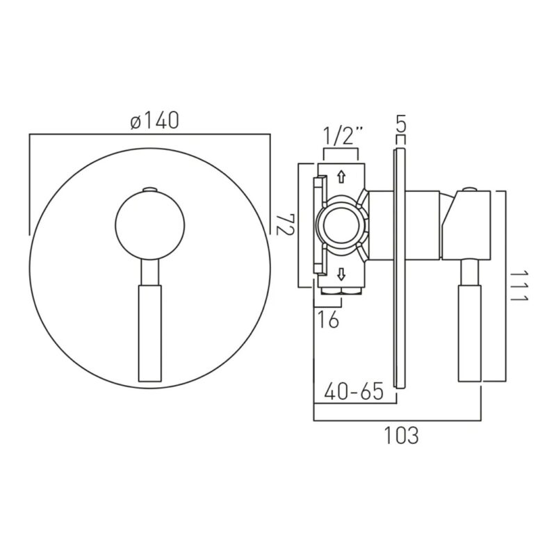 Vado Origins Brushed Nickel 1 Outlet Concealed Manual Shower Valve