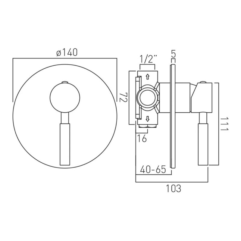 Vado Origins Brushed Bronze 1 Outlet Concealed Manual Shower Valve