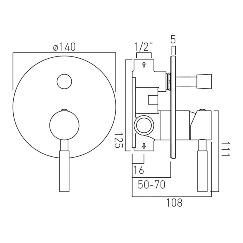 Vado Origins Brushed Black 2 Outlet Concealed Single Lever Shower Valve