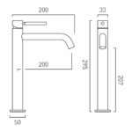 Vado Origins Brushed Gold Slimline Extended Mono Basin Mixer Tap