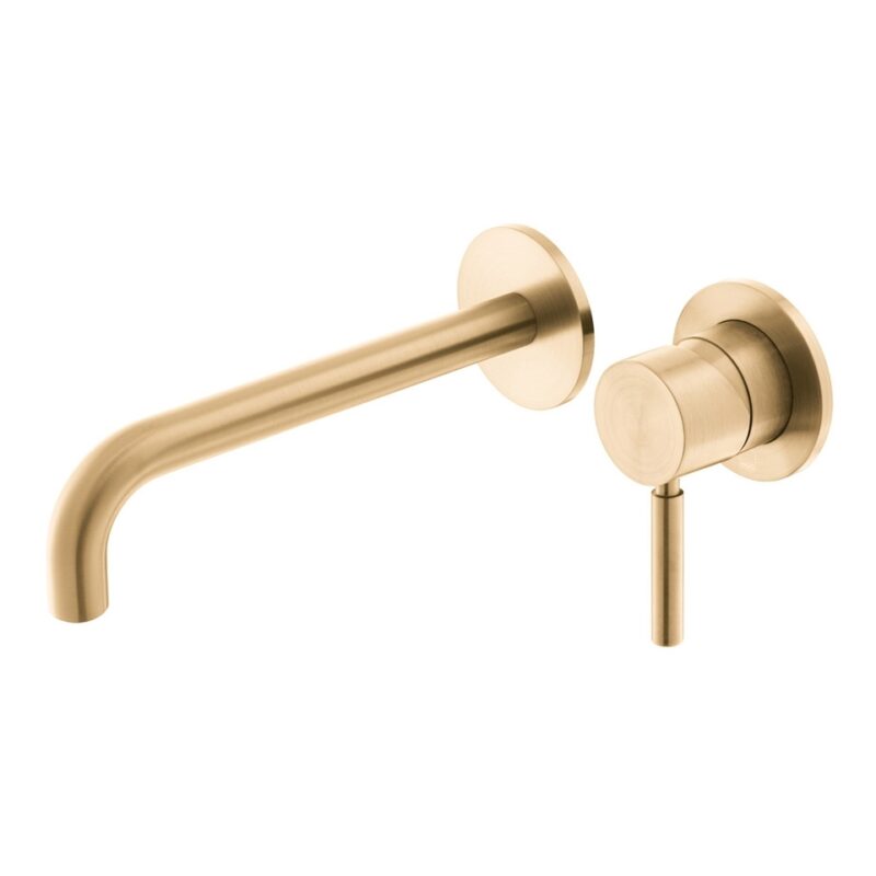 Vado Origins Brushed Gold Slimline Wall Mounted Basin Mixer with 180mm Spout