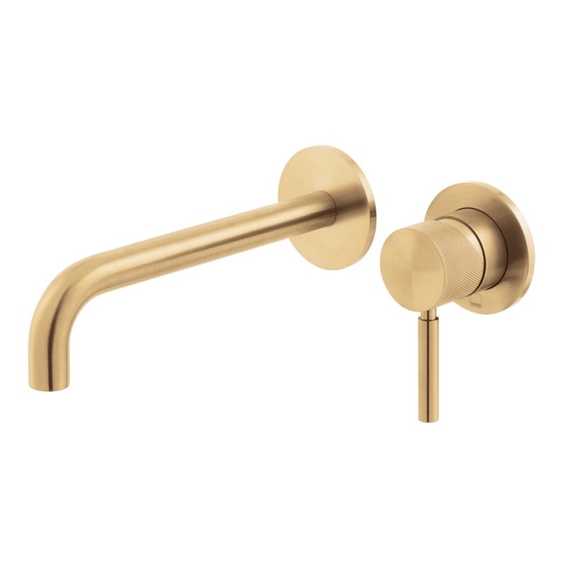 Vado Origins Knurled Brushed Gold Slimline Wall Basin Mixer Tap