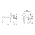 Vado Origins Knurled Brushed Gold Slimline Wall Basin Mixer Tap