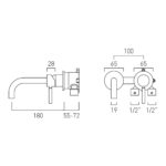 Vado Origins Brushed Nickel Wall Mounted Basin Mixer with 180mm Spout