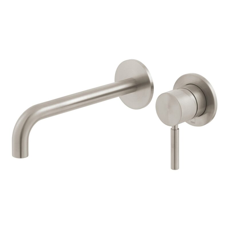 Vado Origins Knurled Brushed Nickel Slimline 2 Hole Wall Mounted Basin Mixer