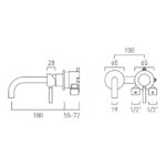 Vado Origins Knurled Brushed Nickel Slimline 2 Hole Wall Mounted Basin Mixer