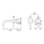 Vado Origins Brushed Bronze Wall Mounted Basin Mixer with 180mm Spout