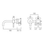 Vado Origins Knurled Brushed Bronze Wall Mounted Basin Mixer Tap