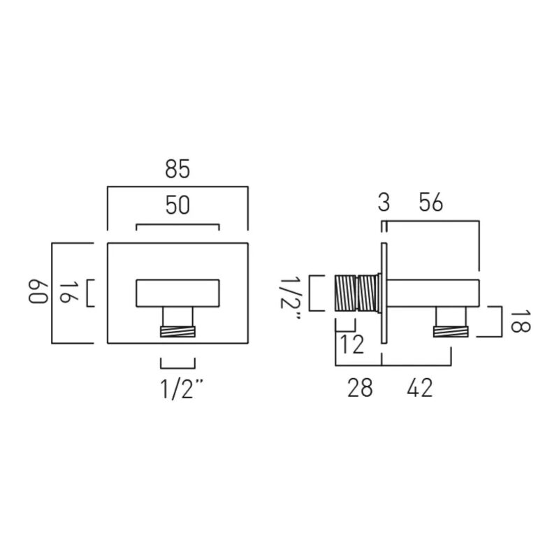 Vado Brushed Bronze Square Wall Outlet