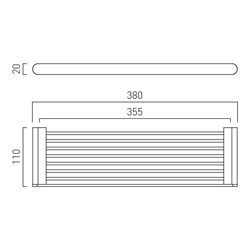 Vado Photon Brushed Black Shelf 380mm