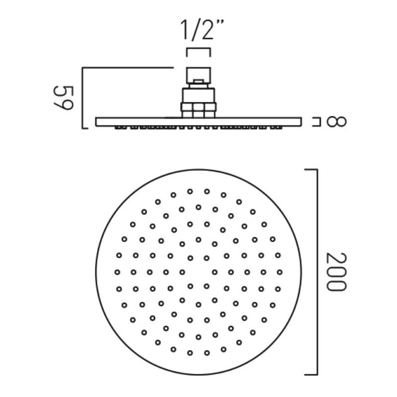 Vado Brushed Bronze Round Shower Head 200mm