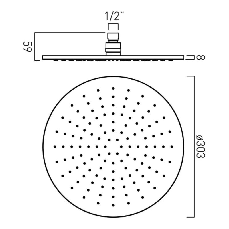 Vado Brushed Gold Easy Clean Round Shower Head 300mm