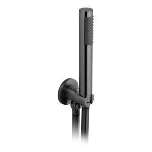 Vado Brushed Black Round Mini Shower Kit with Integrated Outlet & Bracket