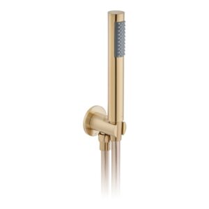Vado Brushed Gold Round Mini Shower Kit with Integrated Outlet & Bracket