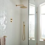 Vado Brushed Gold Round Mini Shower Kit with Integrated Outlet & Bracket