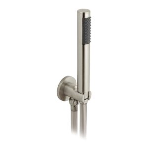 Vado Brushed Nickel Round Mini Shower Kit with Integrated Outlet & Bracket
