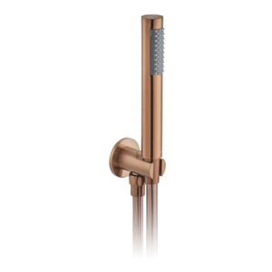 Vado Brushed Bronze Round Mini Shower Kit with Integrated Outlet & Bracket