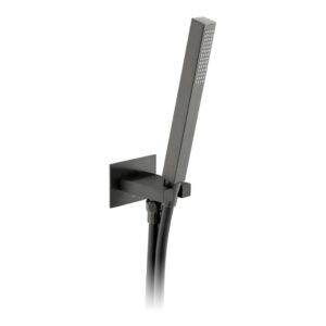 Vado Brushed Black Square Mini Shower Kit with Integrated Outlet & Bracket