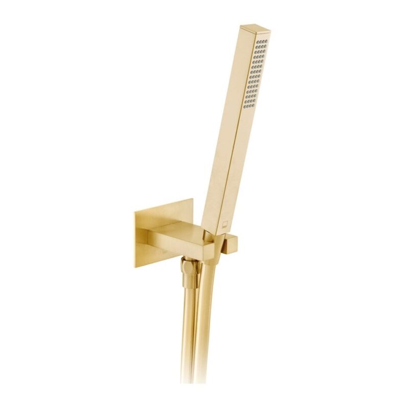 Vado Brushed Gold Square Mini Shower Kit with Integrated Outlet & Bracket Vado Brushed Gold Square Mini Shower Kit with Integrated Outlet & Bracket