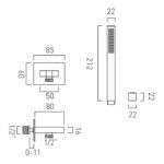 Vado Brushed Gold Square Mini Shower Kit with Integrated Outlet & Bracket