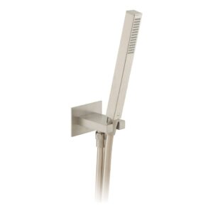 Vado Brushed Nickel Square Mini Shower Kit with Integrated Outlet & Bracket