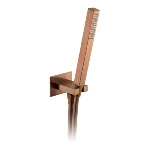 Vado Brushed Bronze Square Mini Shower Kit with Integrated Outlet & Bracket