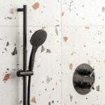 Vado Atmosphere Brushed Black Slide Rail Kit with Air-Injection Handset