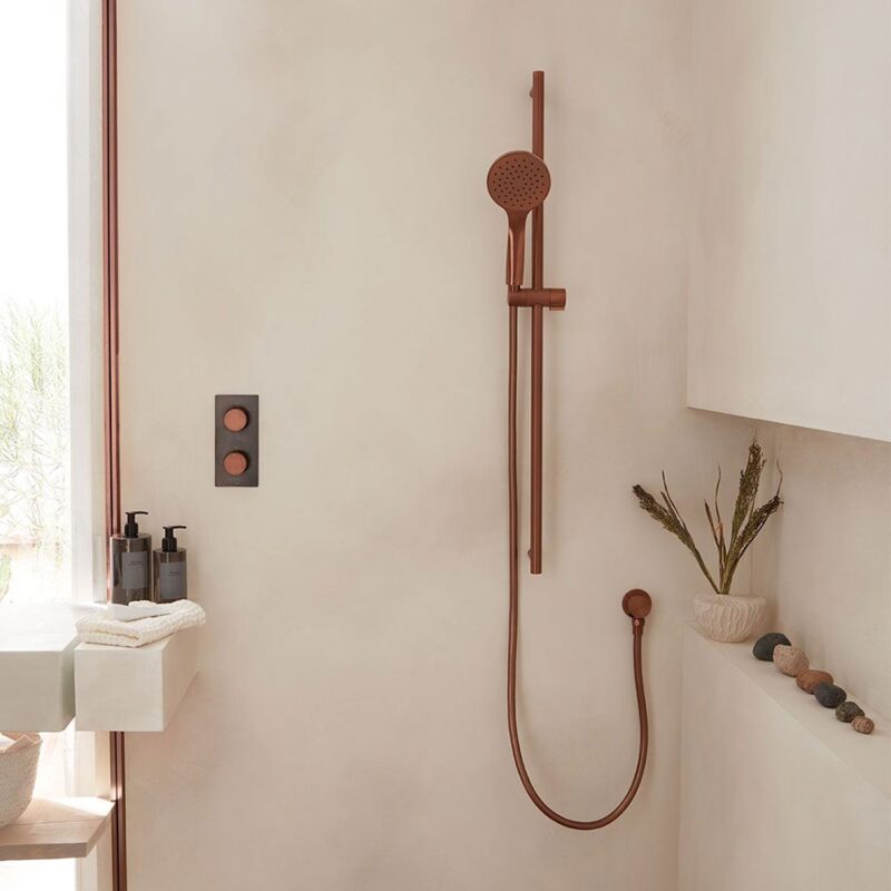 Vado Atmosphere Brushed Bronze Slide Rail Kit with Air-Injection Handset
