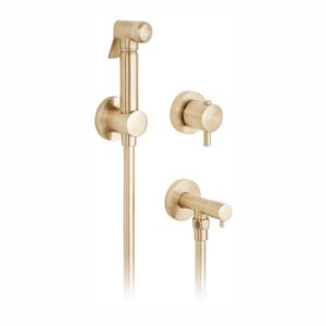 Vado Brushed Gold Shattaf Kit with Concealed Thermostatic Mixing Valve