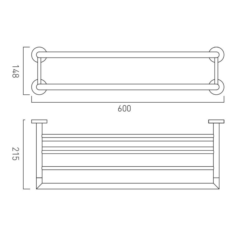 Vado Spa Brushed Nickel Towel Shelf 600mm