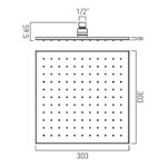 Vado Brushed Gold Easy Clean Square Shower Head 300mm
