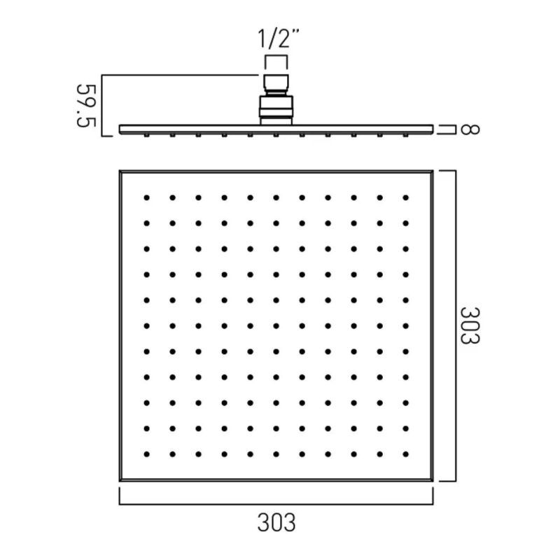 Vado Brushed Gold Easy Clean Square Shower Head 300mm