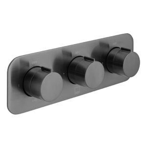 Vado Tablet Altitude Brushed Black Horizontal 3 Outlet, 3 Handle All-Flow Valve